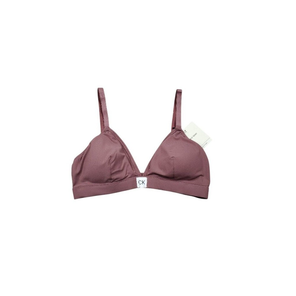 Calvin Klein Microfiber Rib Lightly Lined Triangle Bra Bralette Purple Medium